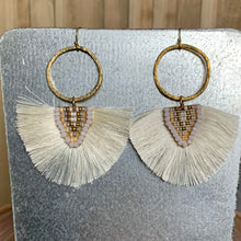 Load image into Gallery viewer, Beaded tassel with ring connector earrings
