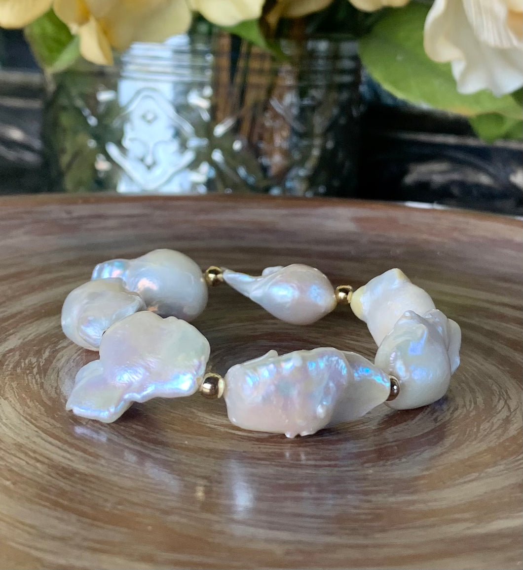 Baroque pearl & gold filled beads