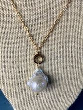 Load image into Gallery viewer, Large baroque pearl on gold filled chain
